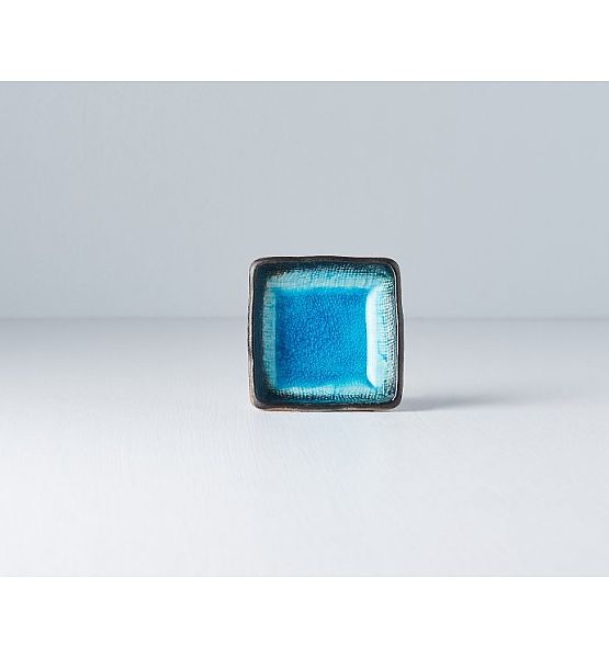 Blue malá čtvercová miska Made in Japan, průměr 7 cm, výška 3 cm, keramika, handmade