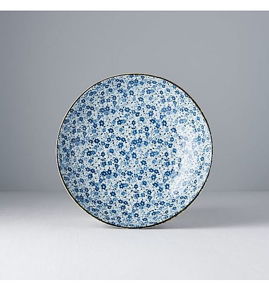 Střední mělká miska Made in Japan Blue Daisy 21 cm, keramika, handmade