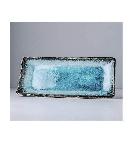 Obdelníkový  talíř Made in Japan Sky Blue 29x12 cm, keramika handmade