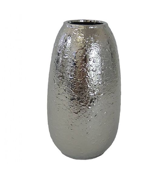 Keramická váza Stardeco stříbrná 21x11,5 cm