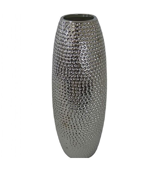 Keramická váza stříbrná 41x16 cm