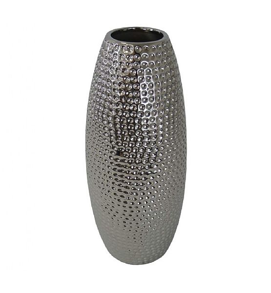 Keramická váza stříbrná 32,5x14 cm