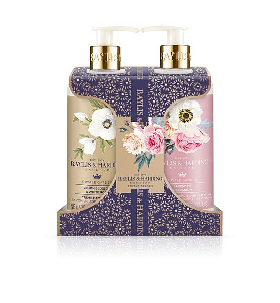 Tekuté mýdlo + Mléko na ruce Baylis & Harding – Královská zahrada,2x300ml