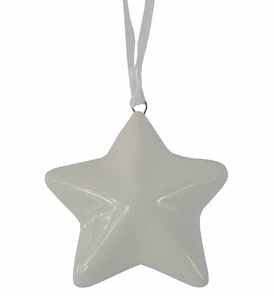 Vánoční ozdoba keramický závěs hvězda Stardeco bílá 6x6 cm