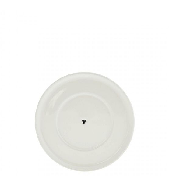 Keramický talířek pod velký hrníček Bastion Collections bílý s černým srdíčkem 15cm