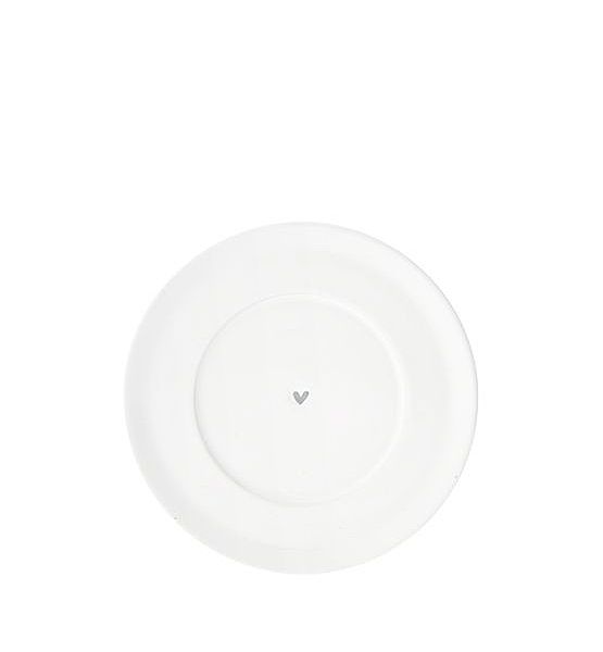 Keramický talířek pod velký hrníček Bastion Collections bílý s šedým srdíčkem 15cm