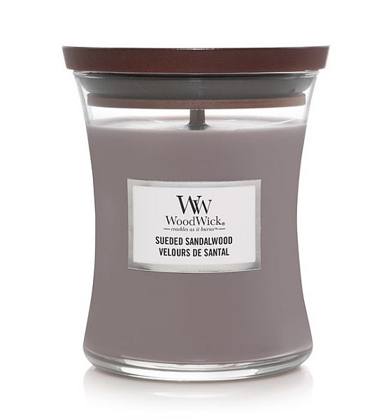 Vonná svíčka WoodWick - Suede & Sandalwood 275g/55 - 65 hod