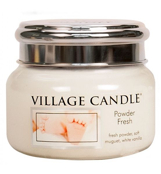 Village Candle Vonná svíčka ve skle, Pudrová svěžest - Powder fresh, malá - 262g/55 hodin