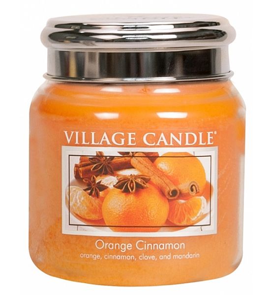 Village Candle Vonná svíčka ve skle, Pomeranč a skořice - Orange Cinnamon, střední - 390g/105 hodin