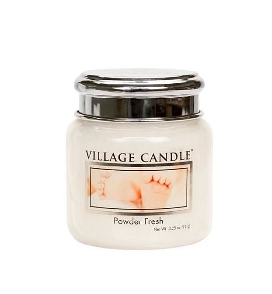 Vonná svíčka Village Candle, Pudrová svěžest - Powder fresh, střední - 390g/105 hodin