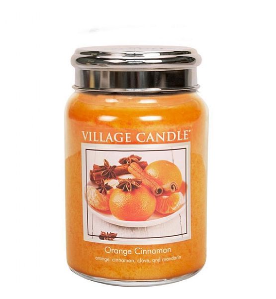 Vonná svíčka Village Candle, Pomeranč a skořice - Orange Cinnamon - 602g/170 hodin