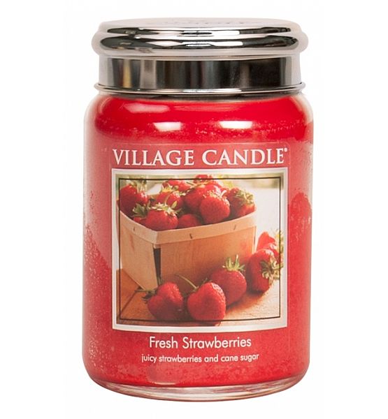Village Candle Vonná svíčka ve skle, Čerstvé jahody - Fresh Strawberry - 602g/170 hodin