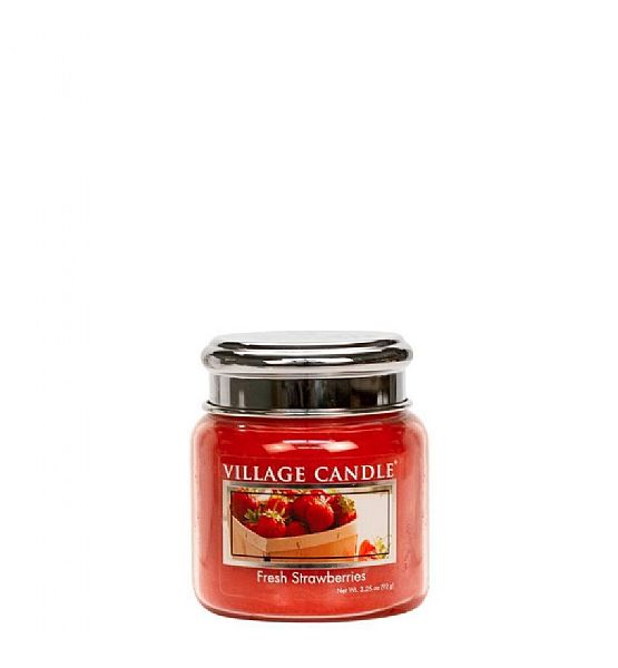 Village Candle Vonná svíčka ve skle, Čerstvé jahody - Fresh Strawberry, mini - 92g/25 hodin