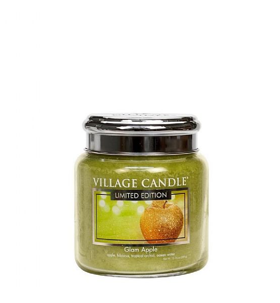 Vonná svíčka Village Candle, Třpytivé jablko - Glam Apple, střední - 390g/105 hodin