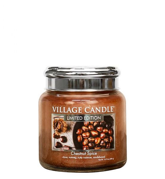 Village Candle Vonná svíčka ve skle, Chestnut Spice, střední - 390g/105 hodin
