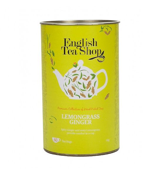 Bio čaj English Tea Shop 60 sáčků v kanystru CITRONOVÁ TRÁVA, ZÁZVOR A CITRUSY