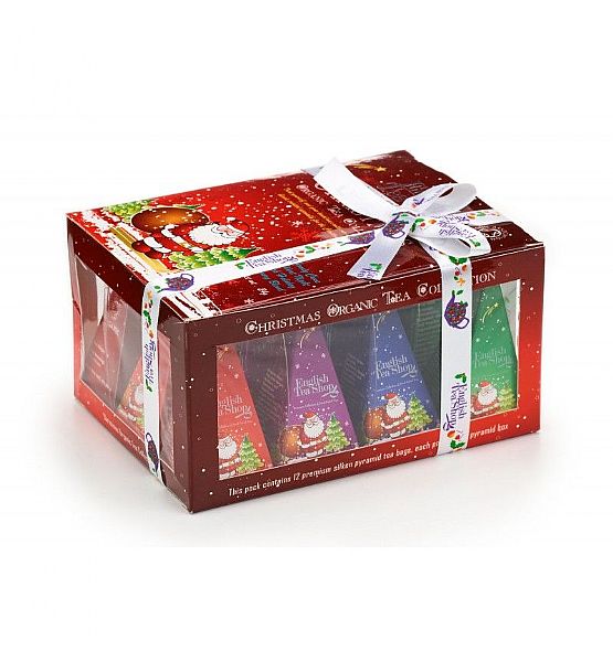 Bio čaj English Tea Shop 12 pyramidek v dárkové krabičce - červený santa