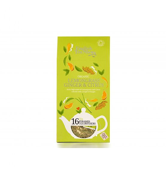 Bio čaj English Tea Shop 16 pyramidek v krabičce CITRONOVÁ TRÁVA, ZÁZVOR