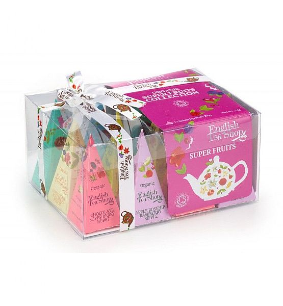 Bio čaj English Tea Shop kolekce super ovocných čajů, 12 pyramidek v dárkové krabičce