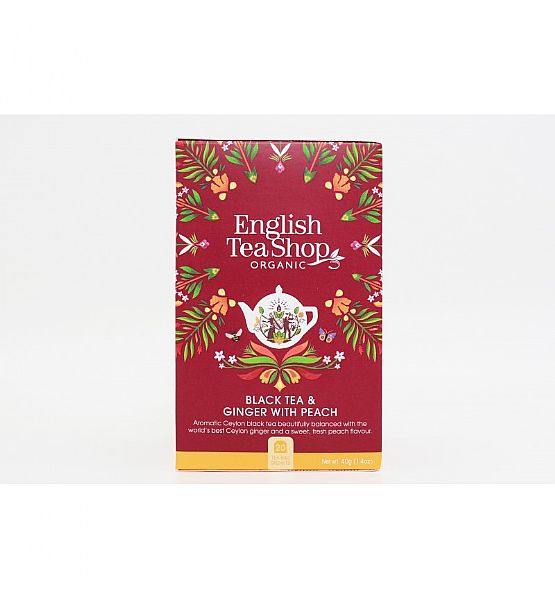 Bio čaj English Tea Shop Černý čaj se zázvorem a broskví mandala, 20 sáčků