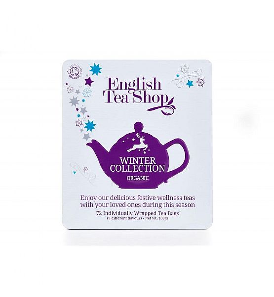 Bio čaj English Tea Shop 72 sáčků v dárkové plechové kazetě  - Vánoční zima bio