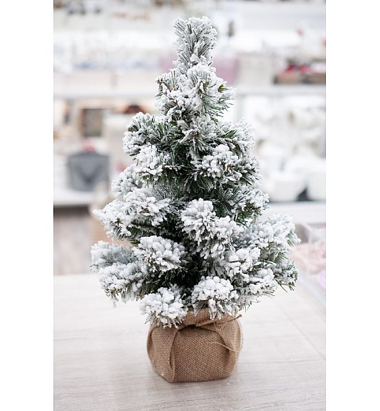 Vánoční stromeček zasněžená jedle 45cm v jutě