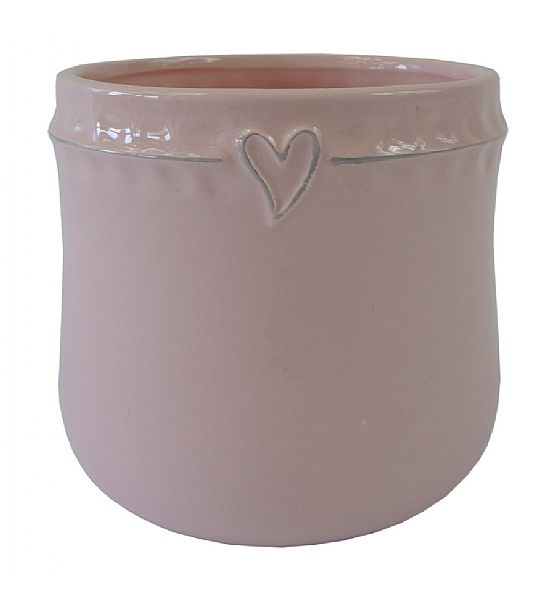 Keramický květináč se srdíčkem Stardeco růžový průměr 13 cm