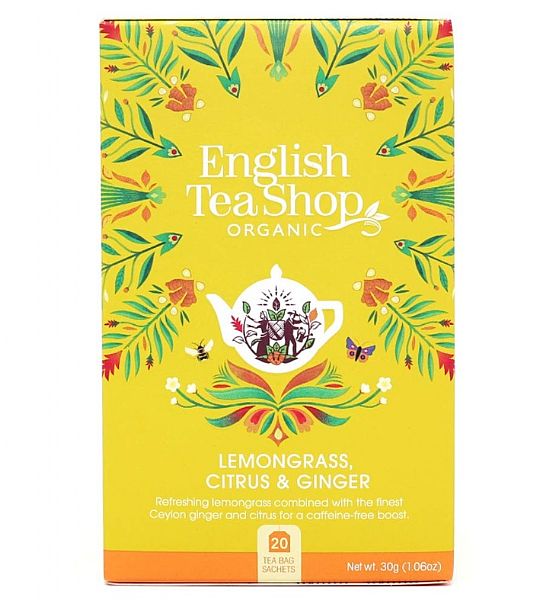 Bio čaj English Tea Shop Citrónová tráva, zázvor, citrusy 20 sáčků