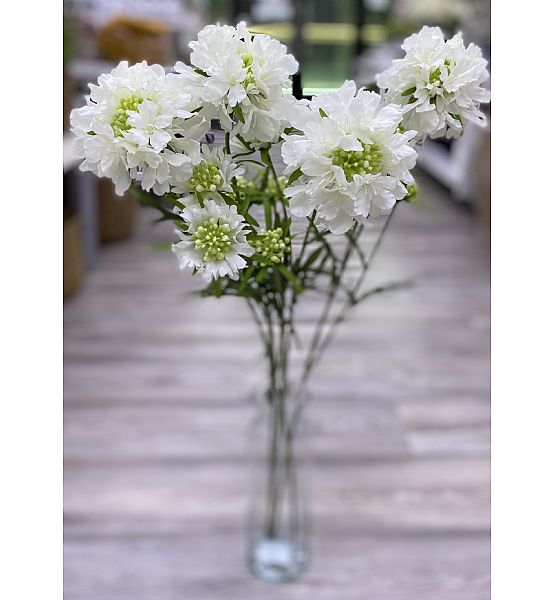 Umělá květina Gasper hlaváč, výška 75 cm, bílá