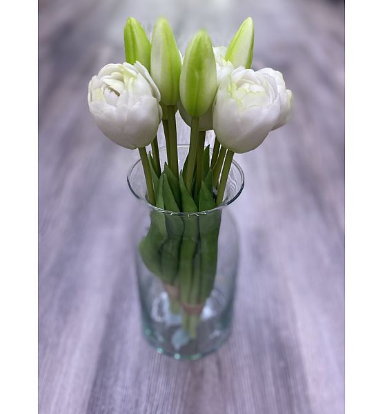 Umělá květina Gasper svazek tulipánů, výška 28cm, bílá