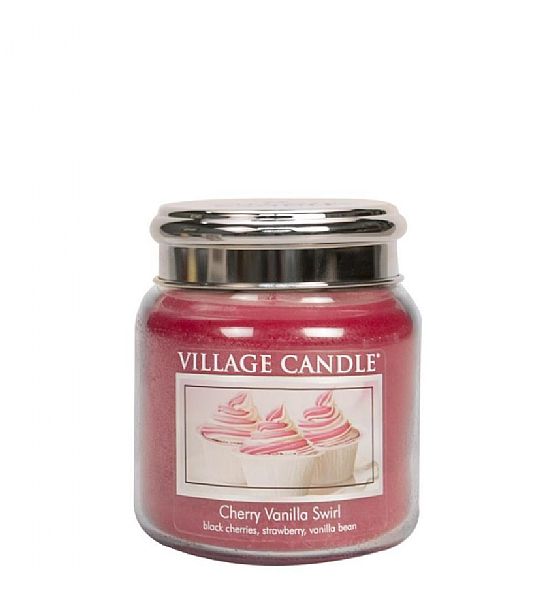 Village Candle Vonná svíčka ve skle, Višeň a vanilka -Cherry Vanilla Swirl - 390g/105 hodin