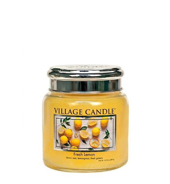 Village Candle Vonná svíčka ve skle, Fresh Lemon - 390g/105 hodin