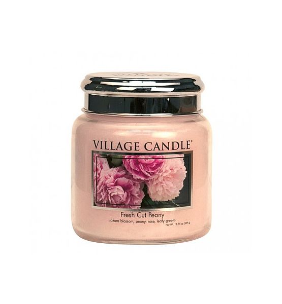 Vonná svíčka Village Candle střední - Pivoňky 390g/105 hodin