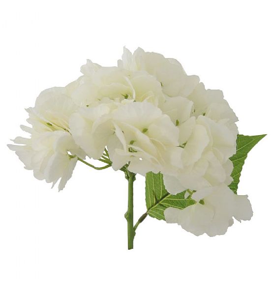 Umělá květina - svazek hortenzie - bílá, 35 cm