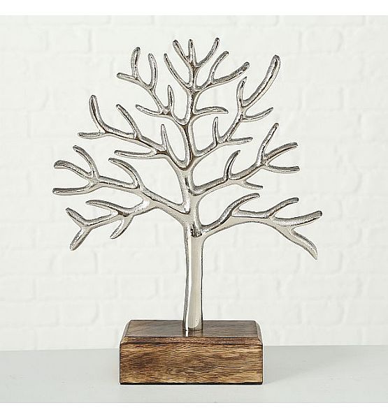 Dekorace Samir Boltze, strom, výška 37 cm,  délka 28 cm, šířka 8 cm, mango, hliník