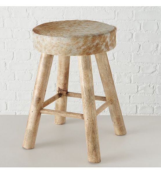 Dřevěná stolička Boltze, výška 45 cm, průměr 31 cm, mango, ruční výroba