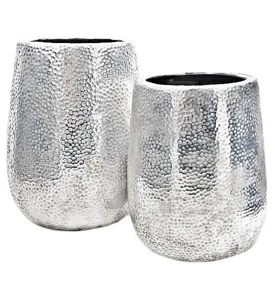 Váza kónická Decorium, 23x23x28 cm, stříbrná