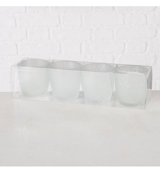 Skleněný svícen Marilu Boltze (set 4 ks) průměr 7cm, výška 8cm