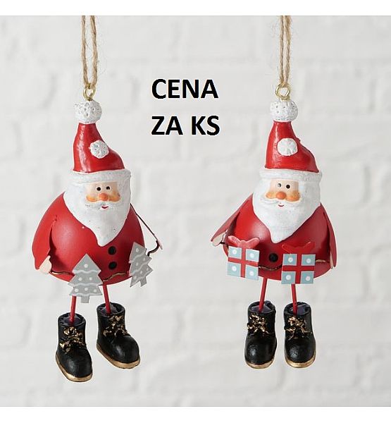 Vánoční ozdoba na zavěšení Santa, výška 10cm, 2 druhy (cena za ks)