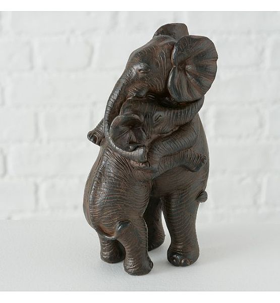 Dekorační předmět slon Janek v objetí Boltze, výška 15 cm, polyresin