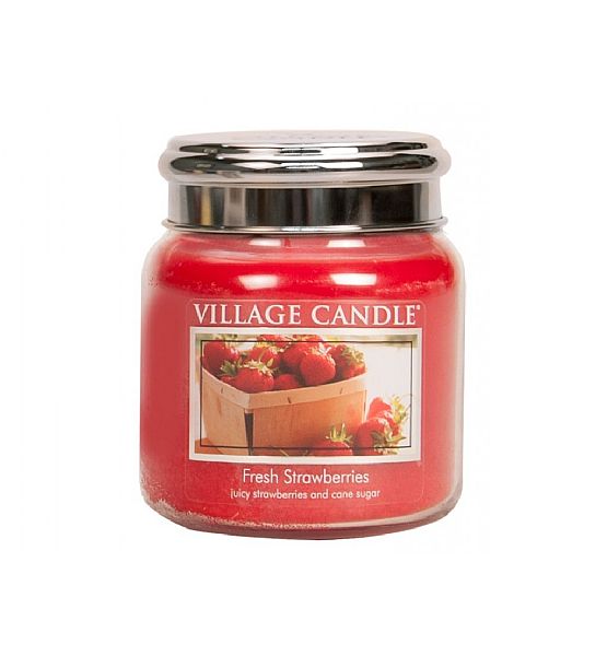 Village Candle Vonná svíčka ve skle, Čerstvé jahody - Fresh Strawberry, 262g/55 hodin