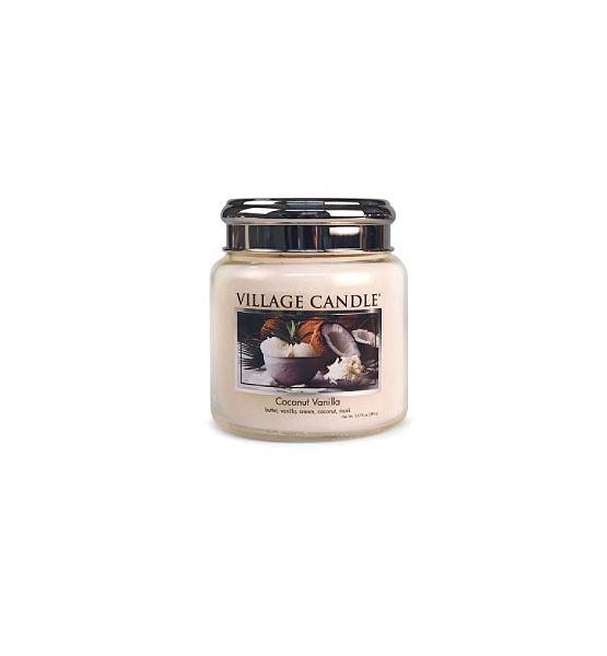 Vonná svíčka Village Candle, Kokos a vanilka - Coconut vanilla, 262g/55 hodin