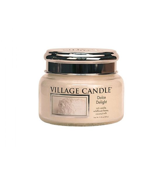 Village Candle Vonná svíčka ve skle, Sametové potěšení - Dolce Delight, 262g/55 hodin