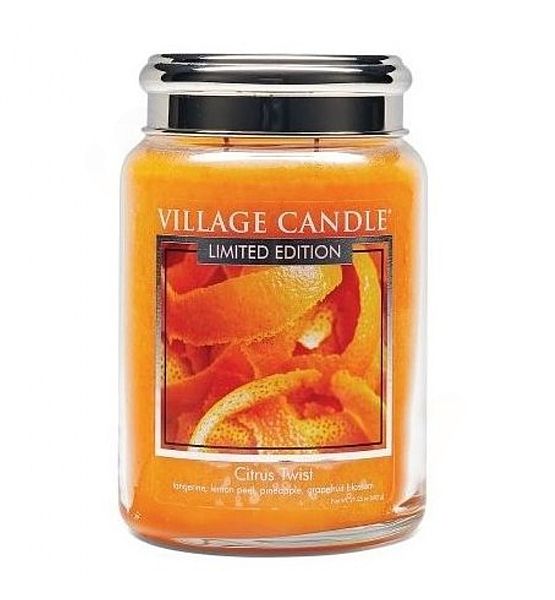 Vonná svíčka Village Candle, Citrusové osvěžení - Citrus Twist, 602g/170 hodin