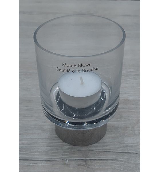 Svícen Sia Home Fashion stříbrný, výška 10cm, průměr 7cm