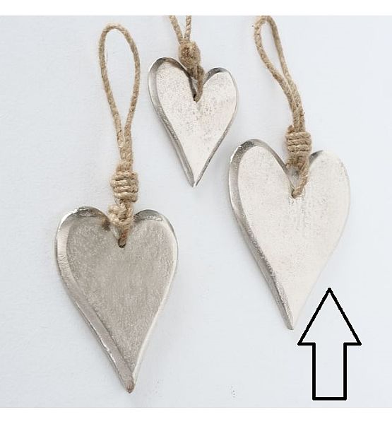 Dekorační srdce na zavěšení Boltze, šířka 10cm, délka 12cm, poniklovaný hliník (cena za ks)