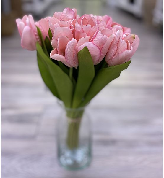 Umělá květina Stardeco svazek tulipánů 37cm, růžová