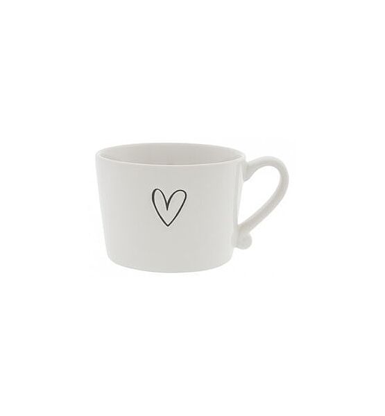 Keramický hrníček Bastion Collections bílý sCup White / Heart in Black 10x8x7cm