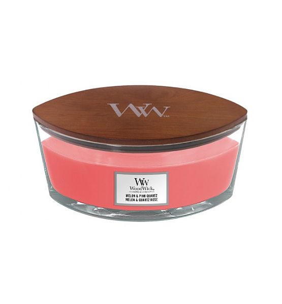 Vonná svíčka WoodWick - Melon a Pink Quartz 453g/30 - 40 hod - loď