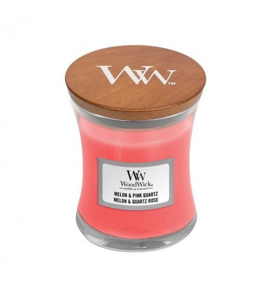Vonná svíčka WoodWick - Melon a Pink Quartz 85g/20 - 30 hod